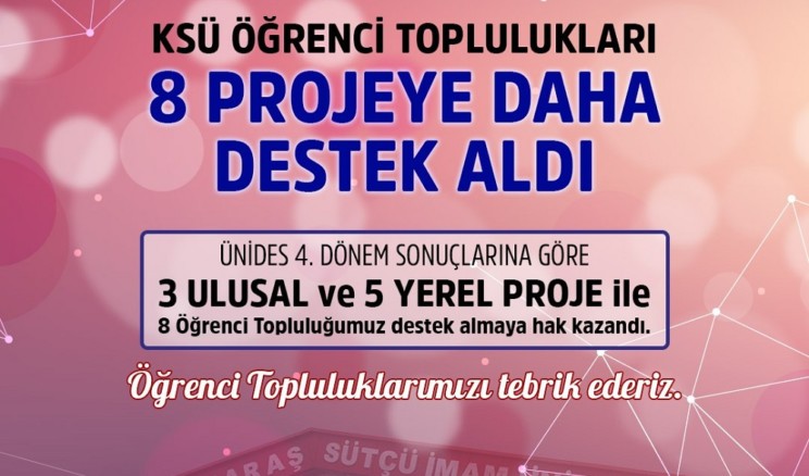 KSÜ’NÜN 8 PROJESİNE  MADDİ DESTEK