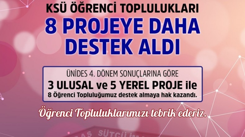 KSÜ’NÜN 8 PROJESİNE MADDİ DESTEK